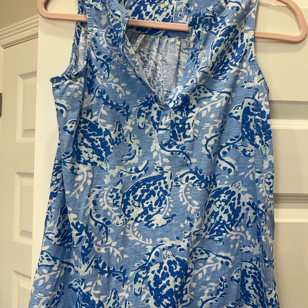 Lilly Pulitzer Blue and White Sleeveless Top